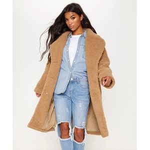 Camel Borg Longline Coat